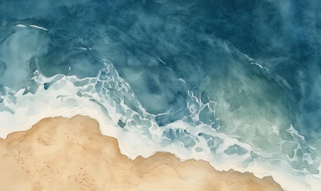 Watercolor ocean and sand